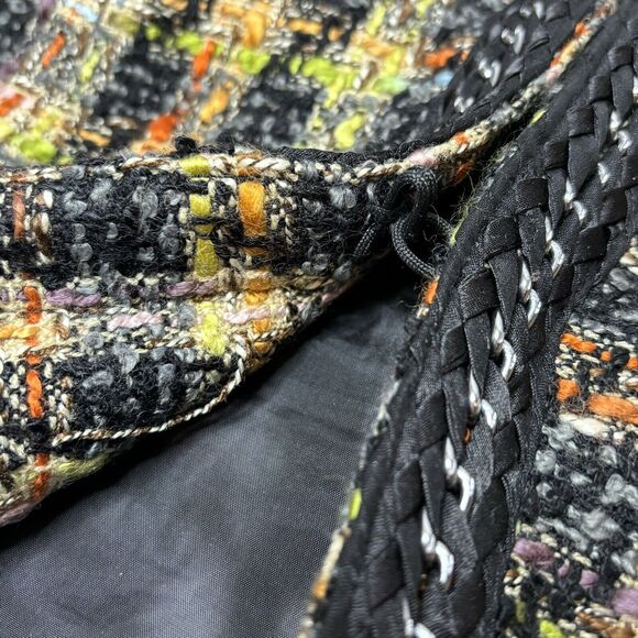 Soft Surroundings Tweed Jacket Open Blazer Large Multicolor Braided Chain Black - Picture 9 of 12